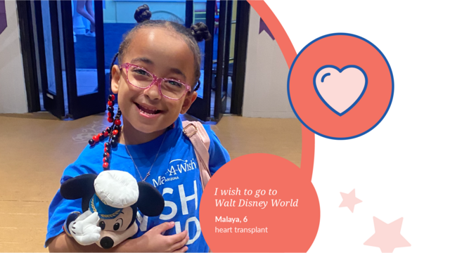Malaya, 6, received a heart transplant and wished to visit Walt Disney World.