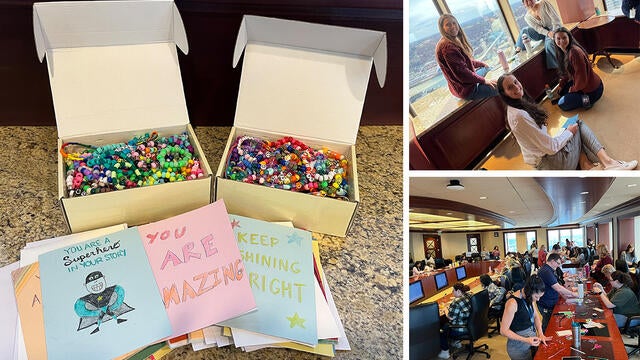 BNY's Women of Engineering Group making beaded bracelets and cards for wish kids.