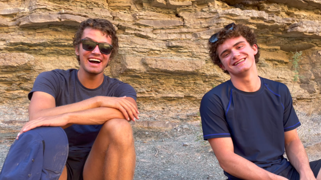 Emlen and his brother Harry laughing together