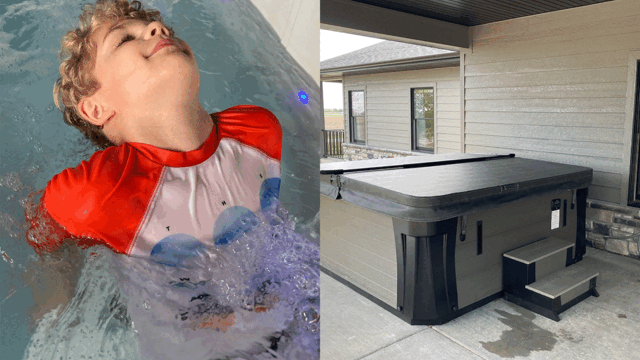 Sam in hot tub