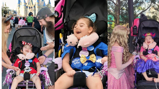 Three photos of Norah at Disney World