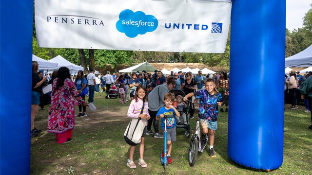 Walkers at the start of the course